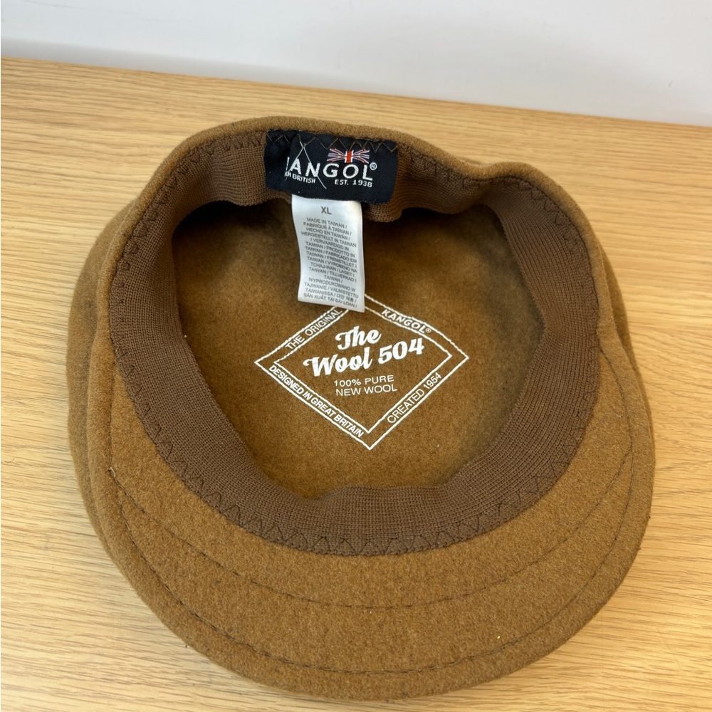 Kangol Flat‎ Cap Wool 504 XL Camel Brown Pure New Wool Ivy Hat